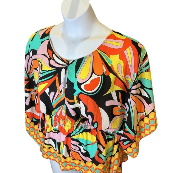 BOLD elements Multicolor Abstract Women's Blouse Boho Kimono style size M - Picture 6 of 10
